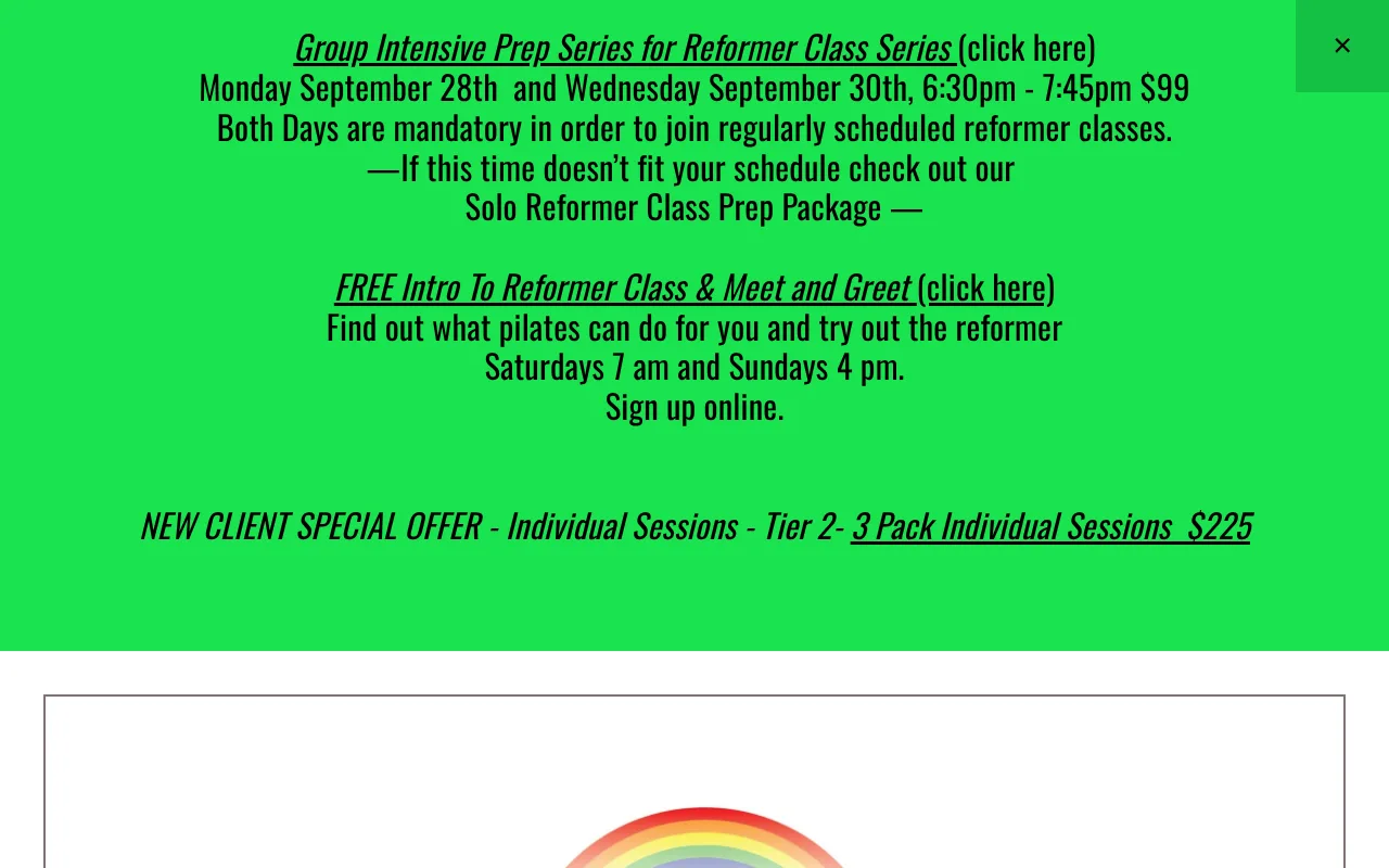 Beyond Pilates Studio's previous website